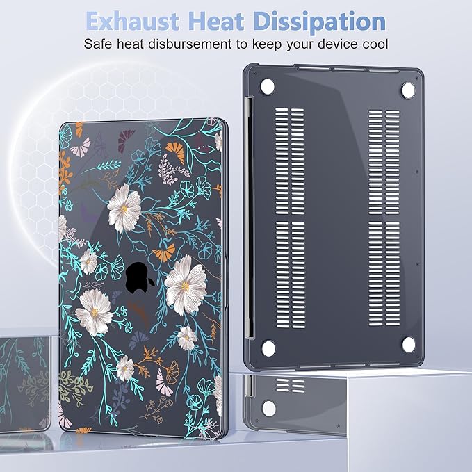 Lepeoac Case for MacBook Pro 13 inch Case M2 2022-2016 A2338 M1 A2251 A2289 A2159 A1989 A1708 A1706, Plastic Hard Shell + Keyboard Cover + Dust Plug, Rustic Flowers