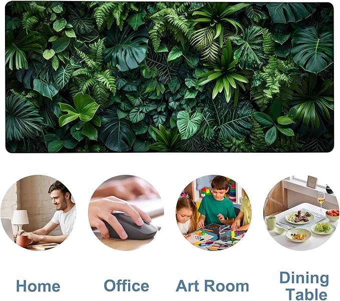 NITAHHHY Large Mouse Pad Monstera Leaf Gaming Desk Pad Computer Keyboard Non-Slip Waterproof Mouse Mat with Rubber Base and Stitched Edges Entertainment Office Writing Desk Mat 35.4 x 15.7 Inches