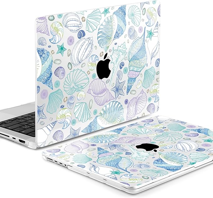 DONGKE Compatible with MacBook Pro 16 Inch Case (2026-2021 Release, M5 M4 M3 M2 M1 Pro/Max Chip), Plastic Hard Shell Cover with Keyboard Cover & Screen Protector for MacBook Pro 16", Sea Shells
