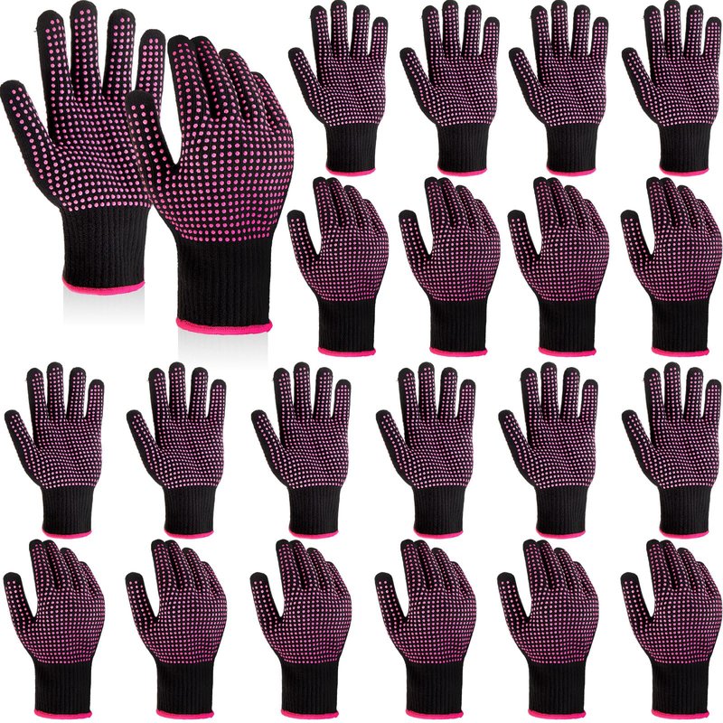 Suhine 20 Pcs Professional Heat Resistant Gloves for Hair Styling Curling Heat Resistant Work Gloves(Silicone Bumps Style)
