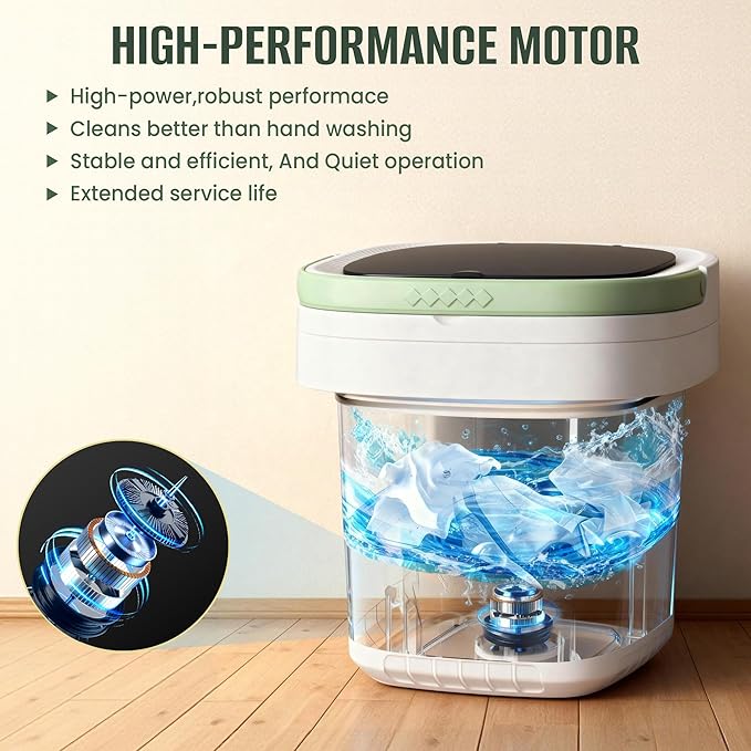 Portable Washing Machine, 16L Foldable & Lightweight, 3 Cleaning Modes, Compact Laundry, No Installation & Easy to Use for Travel, RV, Small Apartment & Dorm Room
