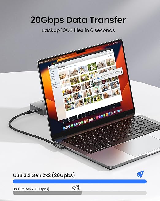 Silkland 20Gbps USB C Data Cable Right Angle, Short 1.6FT 90 Degree USB C 3.2 Gen 2x2 High Speed Data Transfer Cable, 5K/4K 60Hz Monitor Display, 240W PD, Type C Compatible for SSD, Hub, Dock,eGPU