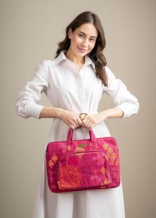 Maison d'Hermine Laptop Bag with Pocket Upto 15.5 inch Stain and Water Repellent Cotton Canvas Spring Summer (Versailles)