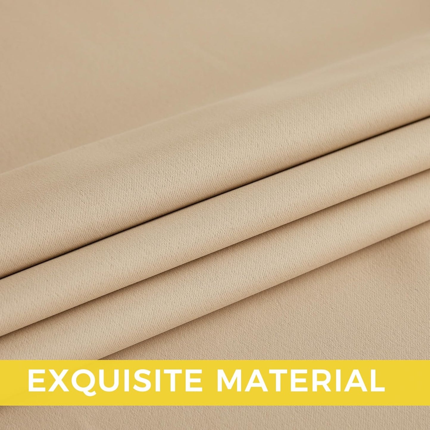 NICETOWN Room Darkening Curtains - Biscotti Beige Drapery Panels, 52"W x 96"L for Ultimate Privacy