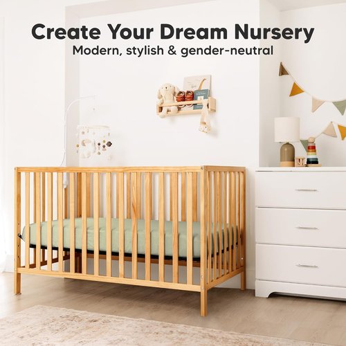 KeaBabies Fitted Crib Sheets - Soft Bamboo Viscose Cotton, 2-Pack, 52x28, Gender Neutral (Avocado)