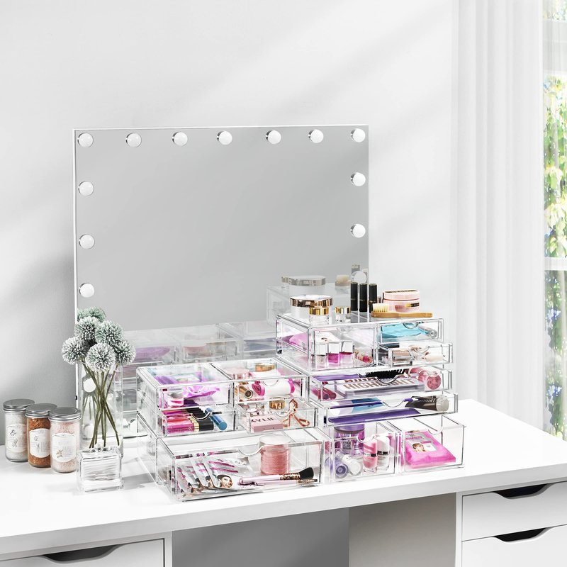 Sorbus Large Stackable Acrylic Drawers - 1 Clear Storage Drawers for Organizing Make up, Nail Polish, Hair Accessories, and Beauty Supplies - Makeup Organizer for Vanity, Bathroom Organizer Countertop