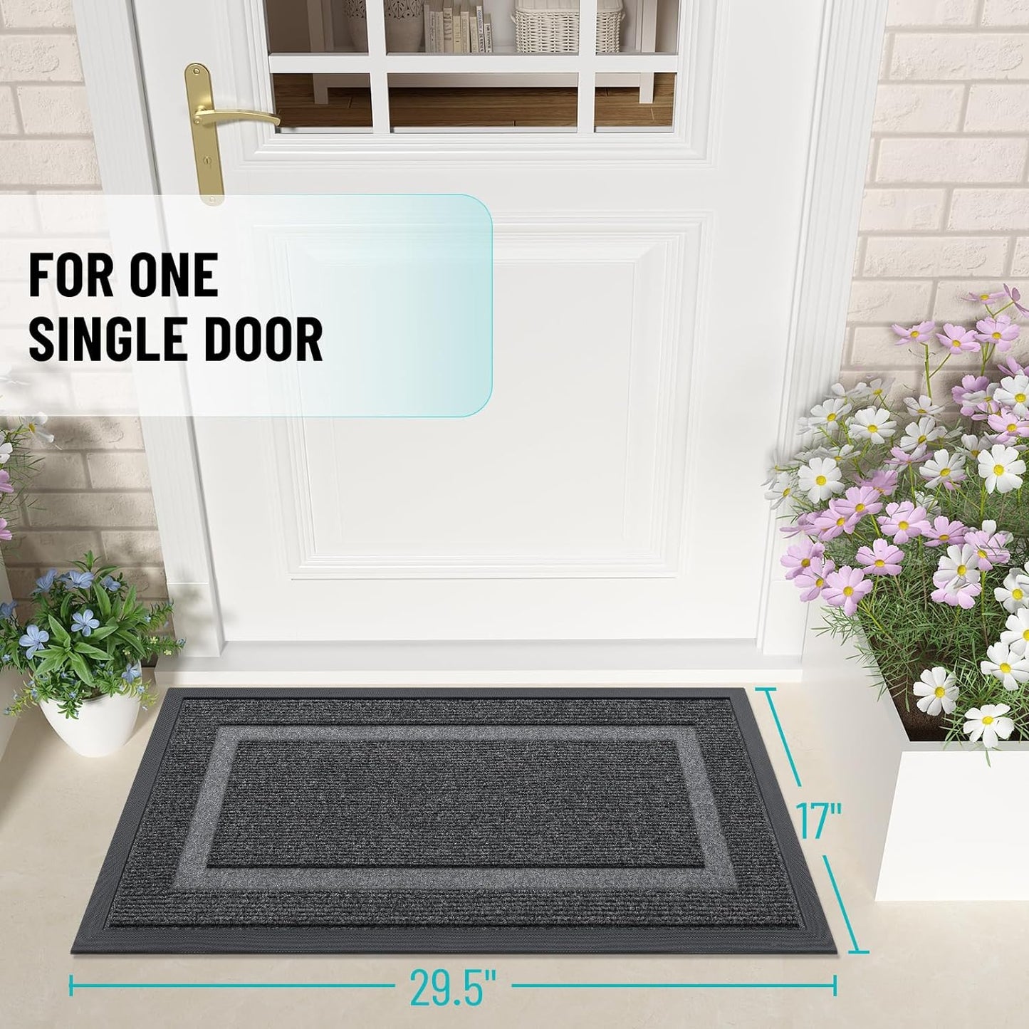 OLANLY Indoor Outdoor Front Door Mat - Waterproof All-Season Doormat, Easy Clean, 29.5x17, Grey