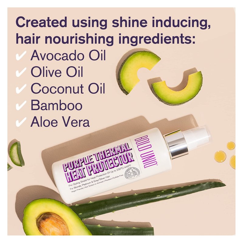Heat Protectant Spray Formulated For Blonde, Platinum, Ash & Silver/Gray Hair. Thermal Shield Protection Professional Formula Minimises Brassy Yellow Tones. Protects Dry, Damaged, Frizzy & Curly Hair