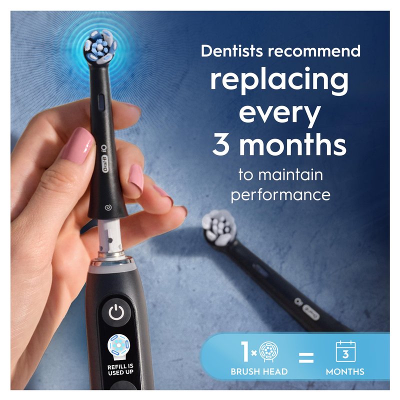 Oral-B iO Ultimate Clean Electric Toothbrush Head, Twisted & Angled Bristles for Deeper Plaque Removal, Pack of 2 Toothbrush Heads, Black
