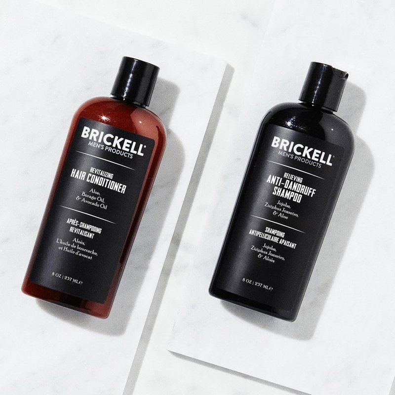 Brickell Men's Dandruff Shampoo & Conditioner Set - Salicylic Acid, Jojoba | Daily Hair Care Routine for Men
