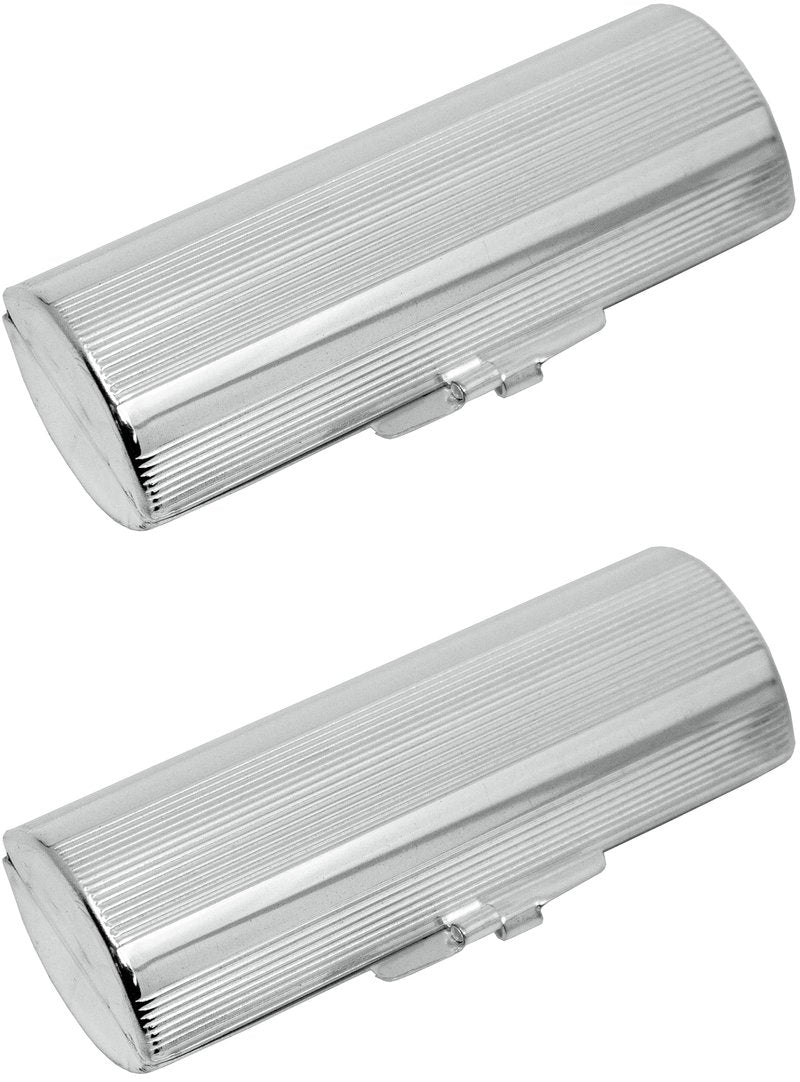 Stephanie Imports Set of 2 Capsule Shaped Lipstick Cases (Silver Ridges)