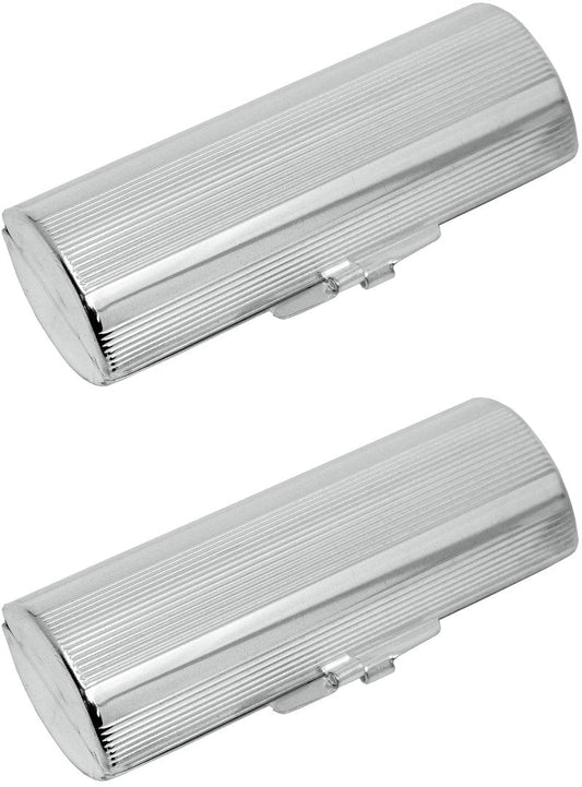 Stephanie Imports Set of 2 Capsule Shaped Lipstick Cases (Silver Ridges)