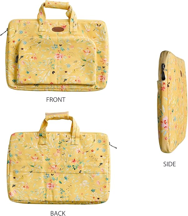 Maison d'Hermine Laptop Bag with Pocket Upto 15.5 inch Stain and Water Repellent Cotton Canvas Spring Summer (Colmar - Yellow)