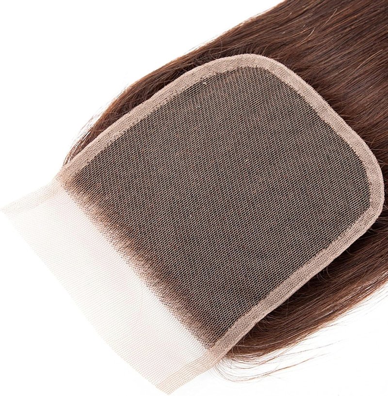 Chocolate Brown 4# Closure 4x4 Free Part Body Wave Closure Brazilian Human Hair Extensions Preplucked Bleached Knots Sew In Weave Virgin Hair Lace Front Closure For Women Wet And Wavy 20 Inch