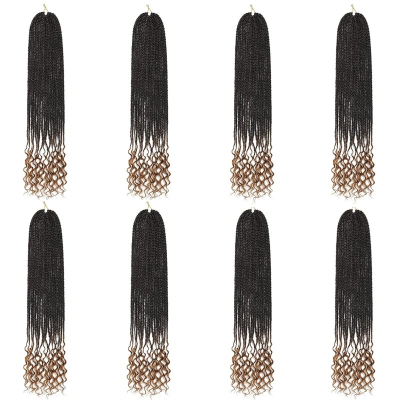 Goddess Crochet Box Braids - 144 Strands 24 Inch Curly Ends | 8 Packs for Black Women