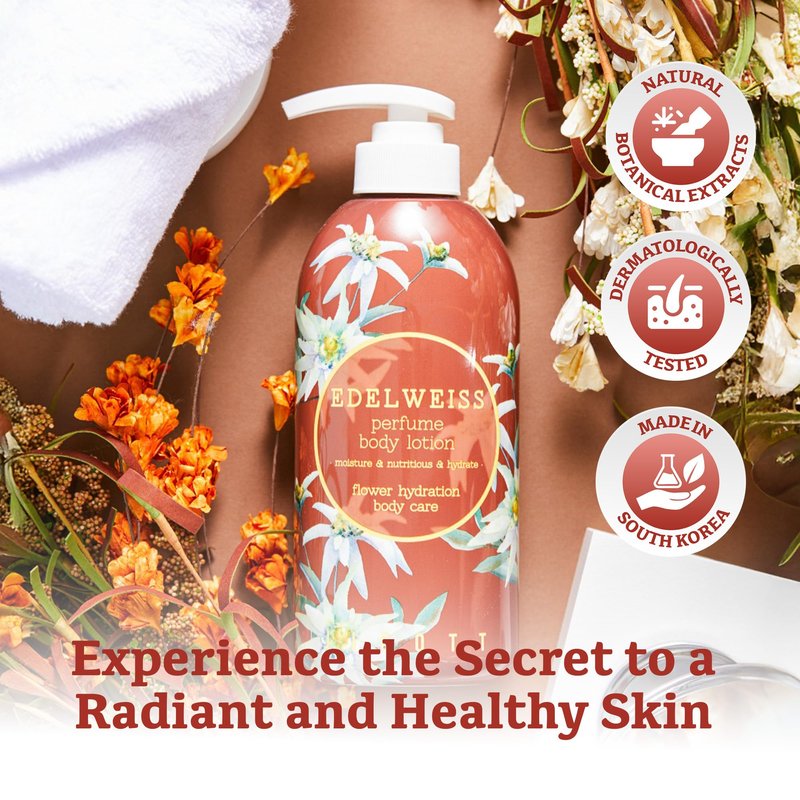 Jigott Edelweiss Perfume Body Wash 25.36 FL OZ / 750ml + Edelweiss Perfume Body Lotion 16.9 FL OZ / 500ml