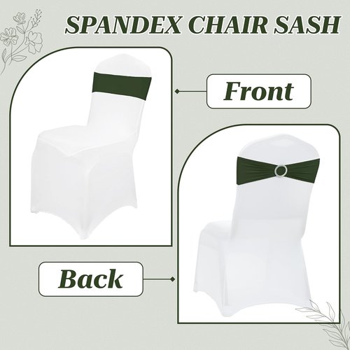 MDS Spandex Chair Sashes - Premium Stretch Covers with Buckle Slider for Weddings | Olive Green, Pack of 100