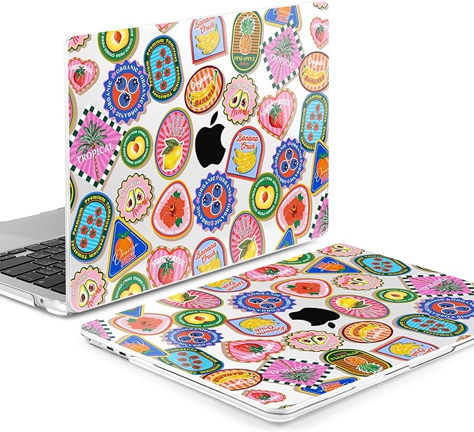MEEgoodo Case for M5/M4/M3/M2 MacBook Air 13 inch 2026 2025 2024 2022, Fit Model A3449/A3240/A3113/A2681, Case Compatible with MacBook Air 13.6-inch, Fruit & Sticker