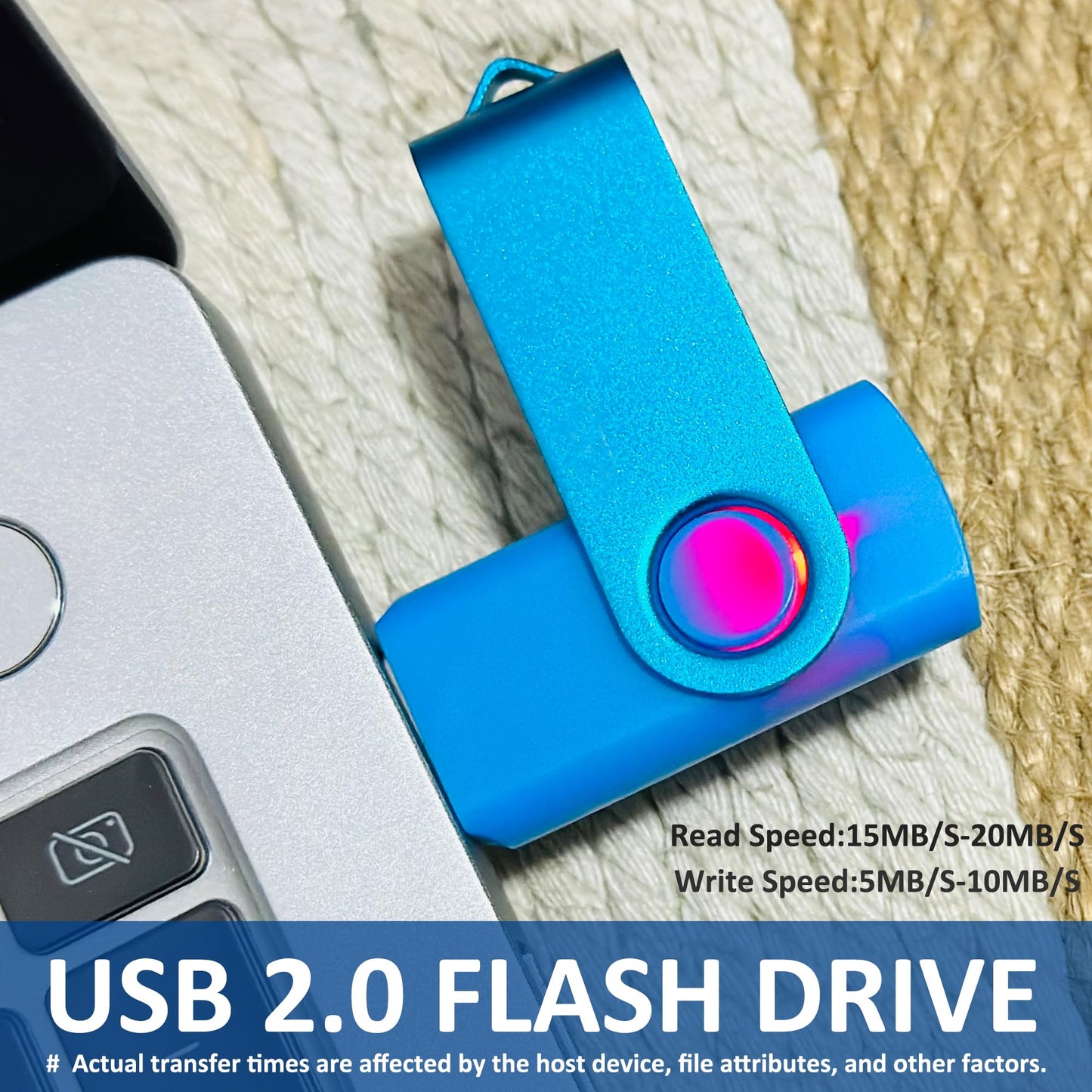 2GB USB 2.0 Flash Drive 10 Pack Nicepicten Pendrive Swivel Thumb Drives Jump Drives Zip Drive USB Memory Stick Thumbdrive Flashdrive Ideal for Home Office Shared Data Storage, Blue 2GB