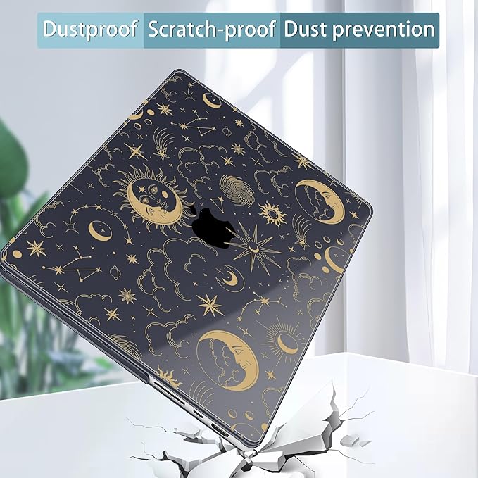 Tuiklol for MacBook Pro 14 Inch Case 2026 2025 2024 2023 2022 2021 Release M5/M4/M3/M2/M1 A2442 Pro/Max,Hard Shell Case with Screen Protector for Touch ID, Moons and Stars