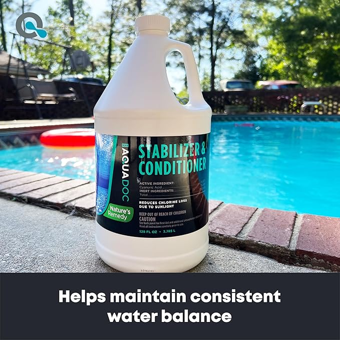 Pool Stabilizer and Conditioner for Swimming Pools - Maximum Strength Swimming Pool Conditioner and Cyanuric Acid for Pools - Helps with Pool Water Evaporation - AquaDoc Pool Supplies