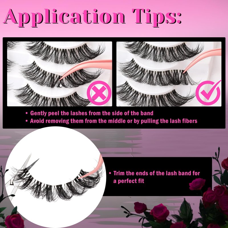 Veleasha Lashes Russian Strip Lashes Eyelashes with Clear Band Looks Like Eyelash Extensions D Curl Lash Strips 10 Pairs Pack (DT01)