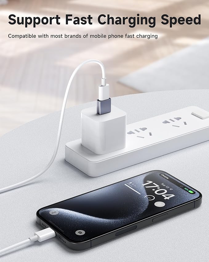 USB to USB C Adapter 4 Pack, [USB-C to USB-A] & [USB-A to USB-C] Converter, Compatible with iPhone 17/16/15 Pro Max, MacBook Pro/Air, Samsung Galaxy S25/S24, Charger, Data Transfer, OTG Support