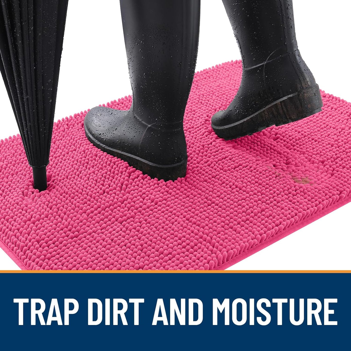 OLANLY Dog Door Mat - Absorbent Non-Slip Washable Mud Mat for Dogs | 44x24, Hot Pink, Quick Dry Chenille