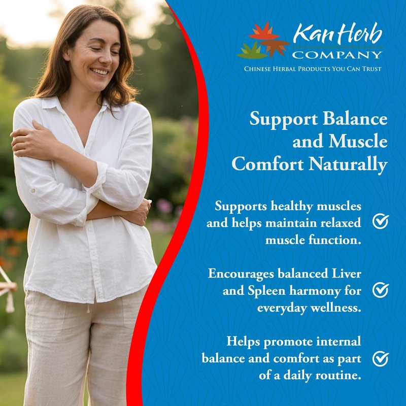 Kan Herb Company Peony & Licorice Formula Tablets – Traditional Chinese Herbal Blend with White Peony Root & Chinese Licorice to Support Liver Balance, Muscle Comfort & Digestive Harmony, 120 Tablets