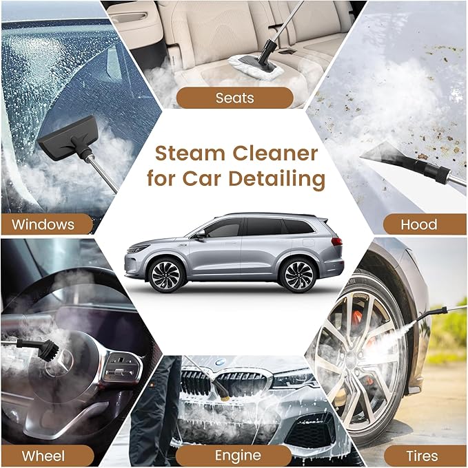 2500W Handheld Steam Cleaner, 3-Level Adjustable Steam Cleaner for Home with 21 Accessories, Multipurpose Portable Steamer Cleaning for Car,Floor,Furniture,Tile,Grout,Couch,Fast Heat-Up (Green)