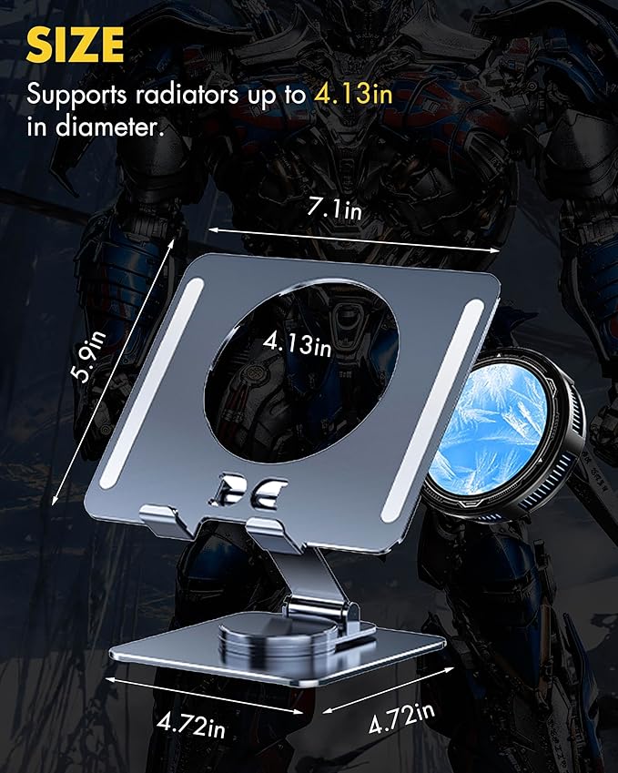 ACEDAYS Magnetic Cooler for iPad,Tablet Cooler for ipad/Surface pro/Samsung Tab,Universal Radiator with Temperature Display for Mobile Gaming,Tiktok Live Streaming(Including Tablet Stand Holder)