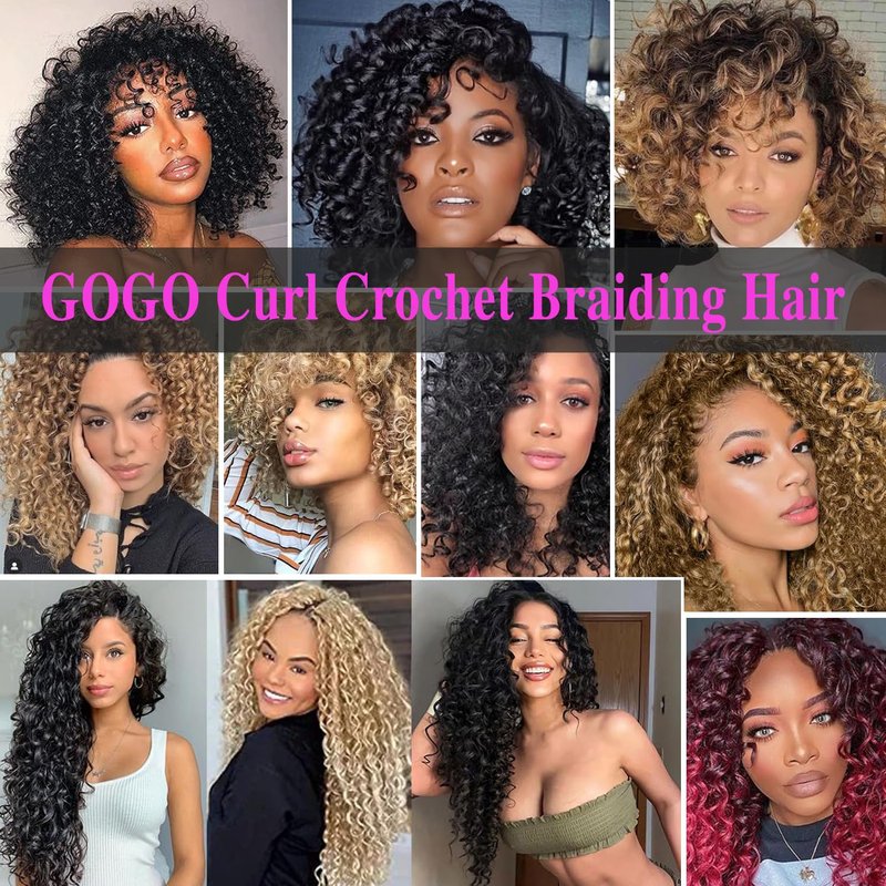 XSASLYET GoGo Curl Crochet Hair for Black Women, 10 Inch 8 Packs Pre Looped Synthetic Water Wave Braids, Deep Wave Curly Crochet Hair Extensions (1B/Grey)