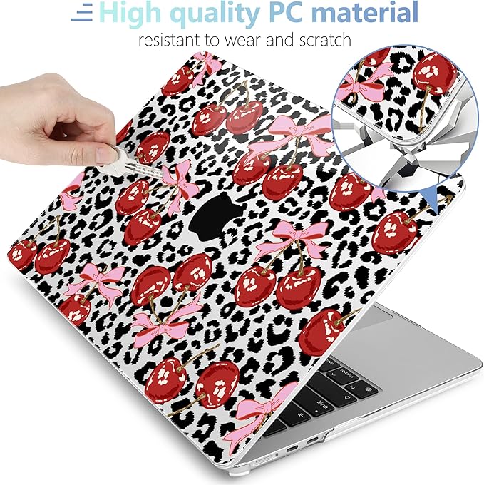 MEEgoodo Case for M5/M4/M3/M2 MacBook Air 13 inch Case 2026 2025 2024 2022, Fit Model A3449/A3240/A3113/A2681, Laptop Hard Shell Compatible with MacBook Air 13.6-inch, Leopard & Cherry