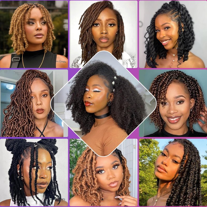Afro Kinkys Bulk Human Hair for Dreadlocks Extensions Repair Locs, Twist Braiding Afro Kinky Human Hair for Locs Natural Black Color 18 inches 1 Pack 30 Gram（1B/18inch/30g）