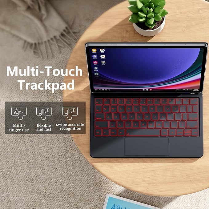 Magnetic Keyboard Case for Samsung Galaxy Tab S10+/ S9+ /S9 FE+/S8+/S7+/S7 FE 12.4", 7 Color Backlit Wireless Bluetooth Magic Keyboard Case Cover Stand, Multi-Touch Trackpad, LED Power Display