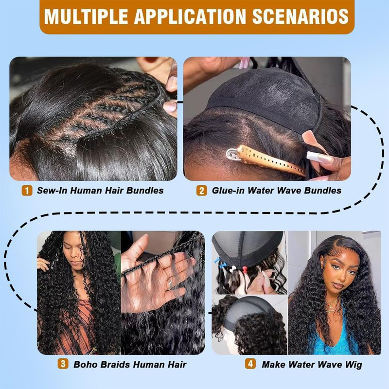 18 Inch Water Wave Bundles 12A Water Wave One Bundles Human Hair 100% Brazilian Unprocessed Remy Single Curly Wet And Wavy Bundles Human Hair Natural Color