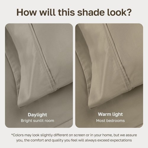 California Design Den Split King Bed Sheets Set - 100% Cotton, 400 TC, Silky Smooth & Breathable - Taupe