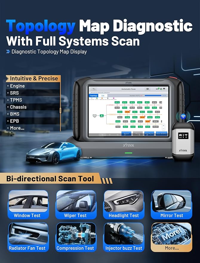 XTOOL IP919 PRO V2.0 ECU Programming Scan Tool, Topology Mapping OBD2 Scanner, 4000+ Bidirectional Test, 51+ Reset, Upgrade of D9S PRO, Automotive ADAS Scanner for Car, FCA/CAN FD/DoIP