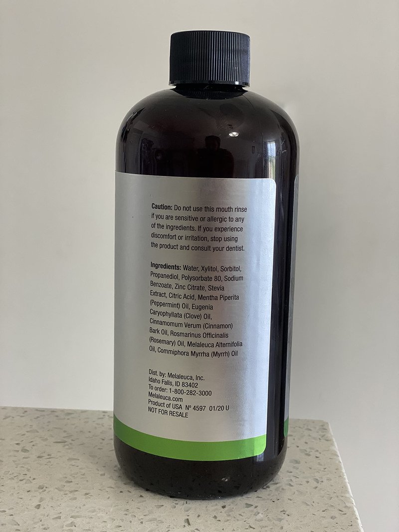 Melaleuca Breath-Away Mouth Rinse - Peppermint, Cinnamon, Clove, Rosemary and T36-C5 Oil - 16oz