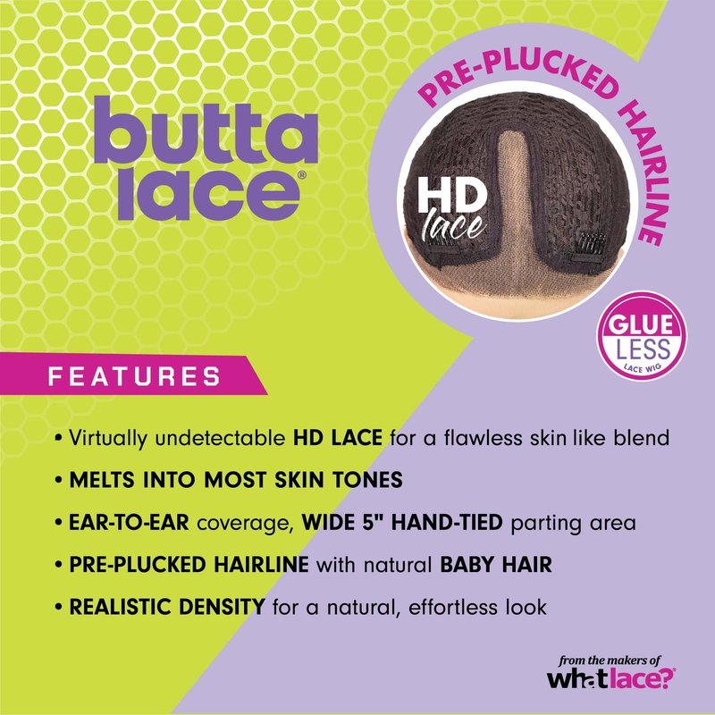 Sensationnel Butta Lace Wigs - Velvet Flow Unit Extra Wide 5 Inch Deep Parting Synthetic Preplucked Hairline Glueless Lacefront (1 JETBLACK)