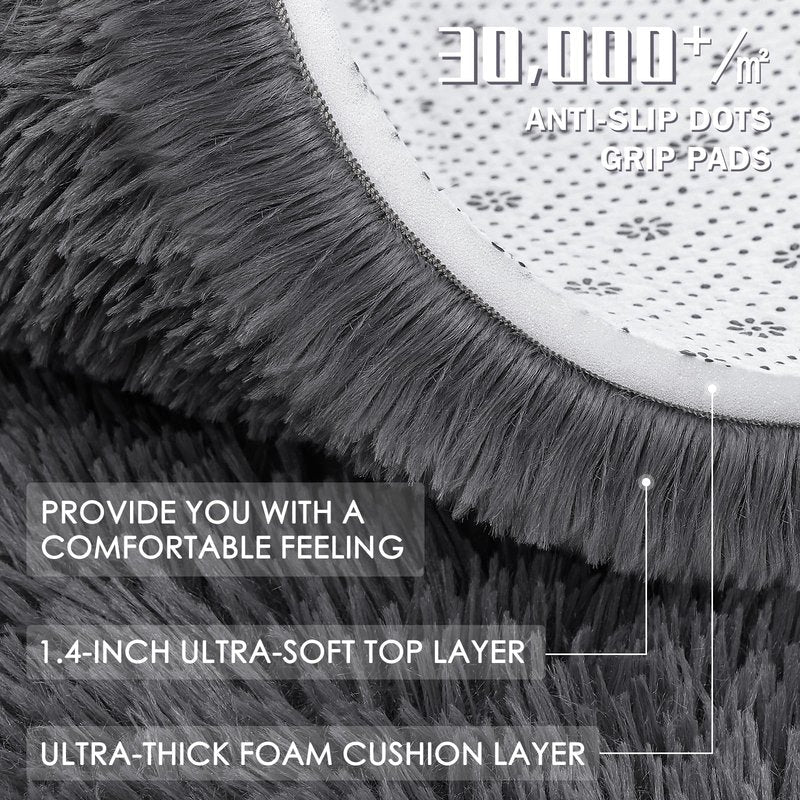 OLANLY 4x10 Area Rugs for Living Room Bedroom, Machine Washable Soft Fluffy Shaggy Bedside Rug, Indoor Floor Carpet for Kids Girls and Boys, Dorms, Nursery Rooms, Home Decor Aesthetic, Grey