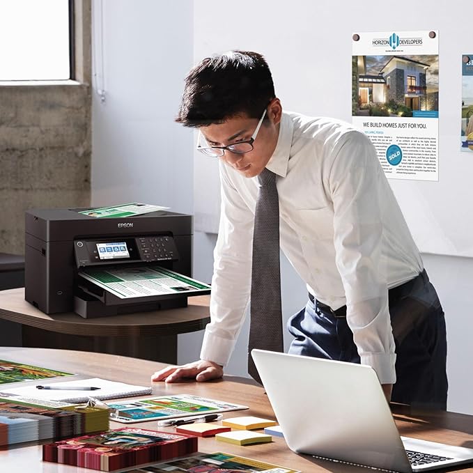Epson Workforce Pro WF-7820 Wireless Duplex All-in-One Wide-Format Printer, Copier, Scanner, and Fax with 50 Page ADF, 250 Sheet Paper Capacity and Mobile Printing, Black