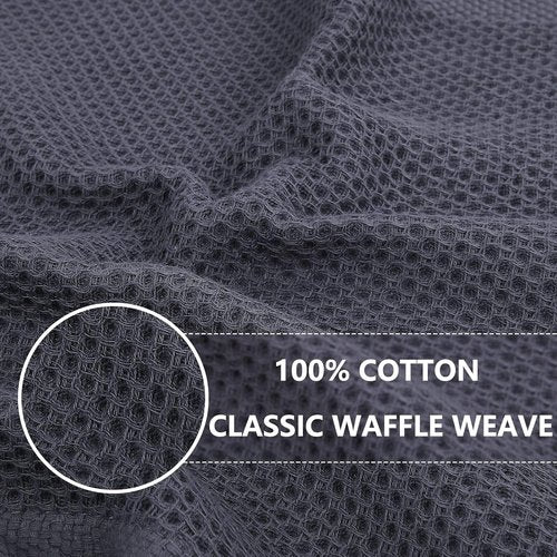 Homaxy 100% Cotton Waffle Weave Dish Cloths - Ultra Soft & Absorbent | Quick Drying, 12x12 Inches, 6-Pack, Dark Grey