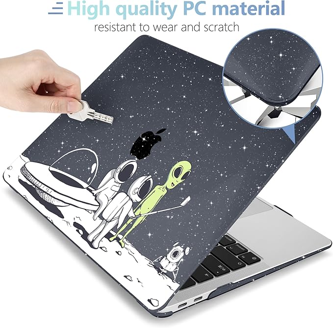 MEEgoodo for MacBook Air 13 inch Case 2021 2020 2019 2018 Released A2337 M1 A2179 A1932 with Touch ID, Plastic Hard Shell & Keyboard Cover Compatible with MacBook Air 13.3, Astronauts & Alien