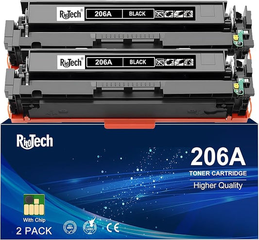 206A Black Toner Cartridge,with Chip Version 2 Pack Replacement for HP 206X W2110A for HP Color LaserJet pro M283cdw M283fdw M282nw M255dw M255nw M283 M255 Printer