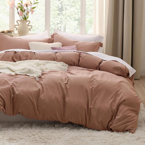 Bedsure Mocha Mousse Duvet Cover - King Size 3-Piece Soft Cotton-Like Bedding Set, 104x90 Inches with Zipper Closure & 2 Pillow Shams