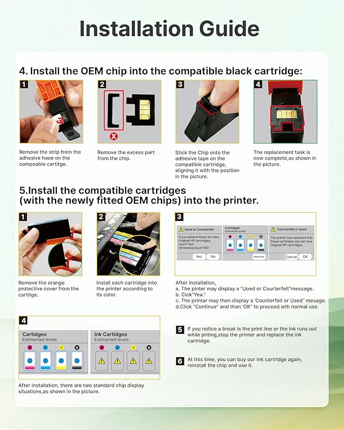 SHEENGO Comaptible Remplacement Ink Cartridge for 923 4 Pack Without Chip