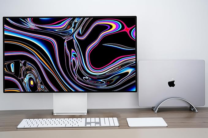 Psitek Adjustable Vertical Laptop Stand - 6061 Aluminum, CNC Precision, Anodized Finish, Fits All Laptops Including 17-inch, Ventilated Design, Anti-Slip Silicone Pads, ARC Shaped Stands