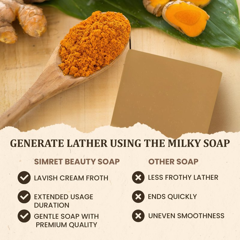 Simret Beauty Turmeric Soap Bar - Natural Face & Body Cleanser with Turmeric & Charcoal for Acne, Dark Spots, and Skin Brightening, Organic, Cruelty-Free, Sulfate-Free, 4.2 oz