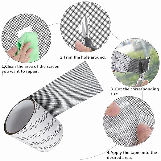 ANTFEES Extra Wide 4” X 197” (16.5FT) Window Screen Repair Tape Kit, Strong Adhesive Fiberglass Covering Mesh Repair Patch Tape for Window Door Tears Holes